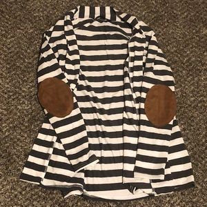 Striped Open Front Cardigan Top